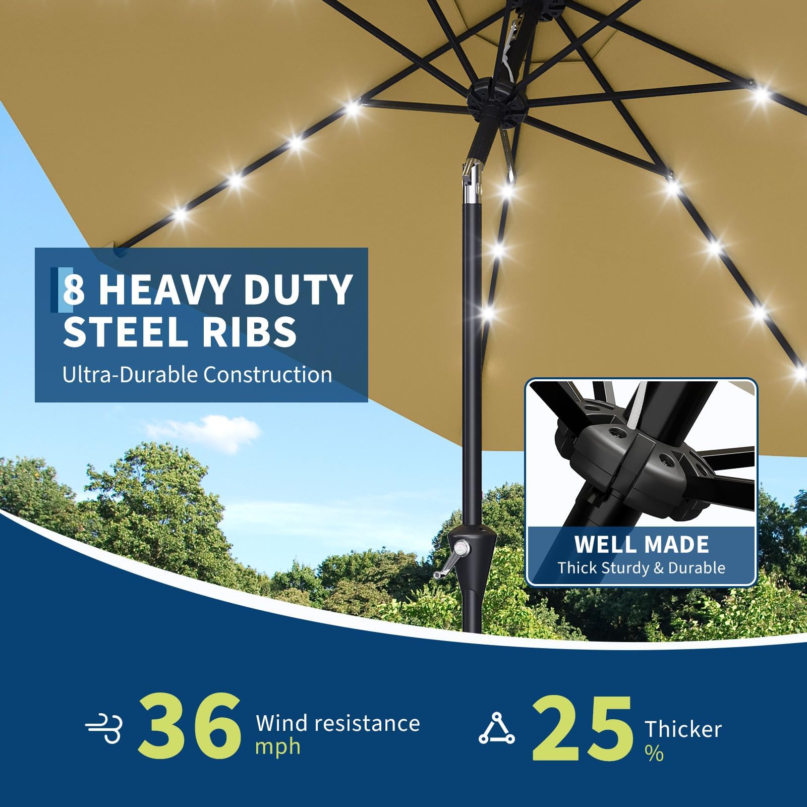 Солнечный зонт для патио 10 фу – обзор и цена Smart Garden Umbrella
