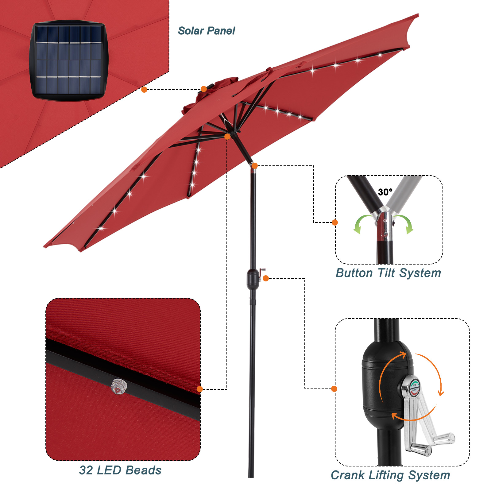 JHK 10 футов солнечный зонт дл – обзор и цена Smart Garden Umbrella