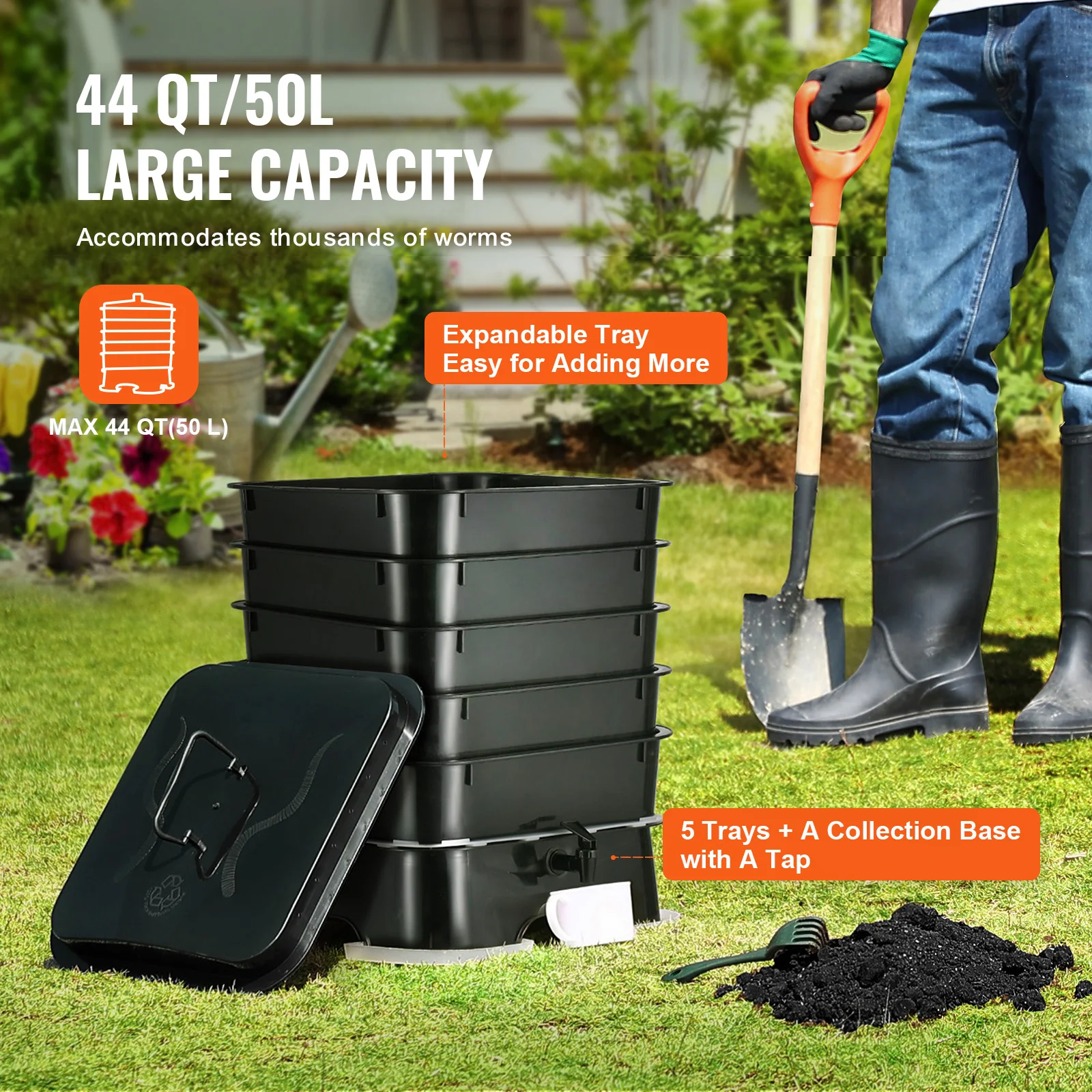 Композитер для червей с 5 лотк – обзор и цена Composting Kit Indoor